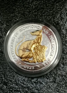 2025 Silber Tudor Beasts Tudor Greyhound 2oz .999 24k Gilded Coin RM Edition - Bild 1 von 3