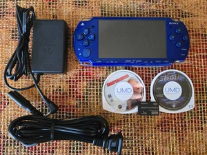 Sony PSP-2001 Blue PlayStation Portable Gaming Console TESTED - Picture 1 of 16