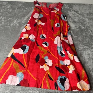 Sigrid Olsen 100 % Leinen geblümtes Etuikleid orange/rot Frühling Größe Damen Small - Bild 1 von 6
