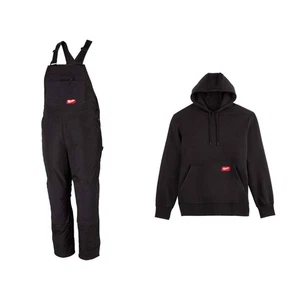 Men'S Large Tall Black FREEFLEX Insulated Bib Overalls and Large Black Mid Weigh - Picture 1 of 12