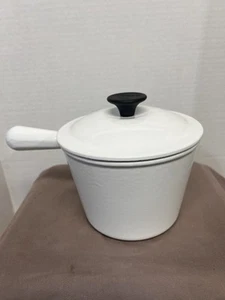 Vintage FB Le Creuset Soßen-/Fonduetopf mit Deckel weiß - Bild 1 von 10