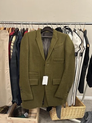 Abrigo Rick Owens Lana Oliva Para Hombres 48 IT Chaqueta Italia Multi Bolsillo FW18 Foto 1 de 4