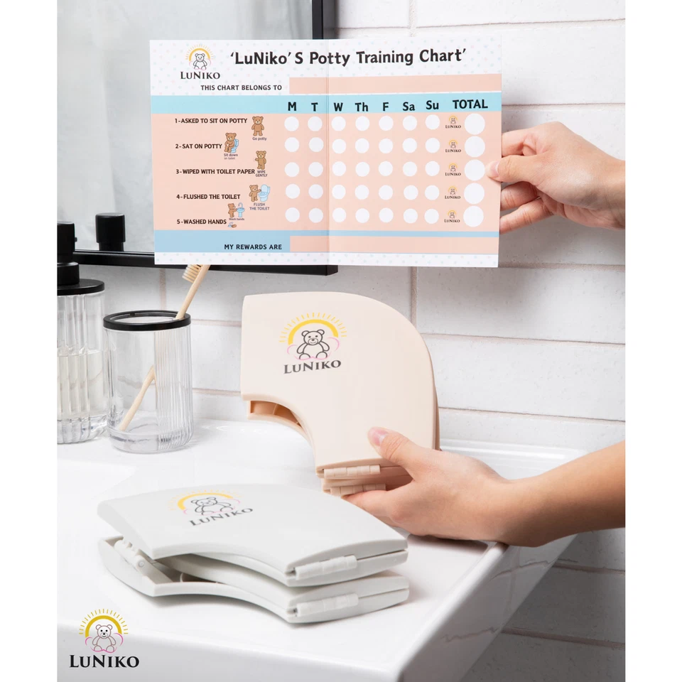 LuNiko Portable Folding Potty Training Toilet Seat for Toddlers Travel Beige - Image 1 of 4