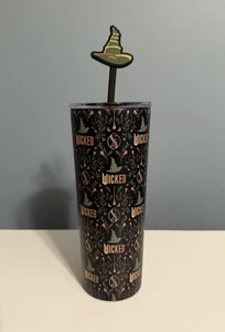 Universal Studios 2025 WICKED Elphaba Vaso de Metal SOMBRERO DE BRUJA PAJA Topper ~ NUEVO - Imagen 1 de 6