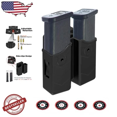 Durable Polymer Double Mag Holster - Universal 9mm .40 .45, Adjustable Retent... - Image 1 of 4