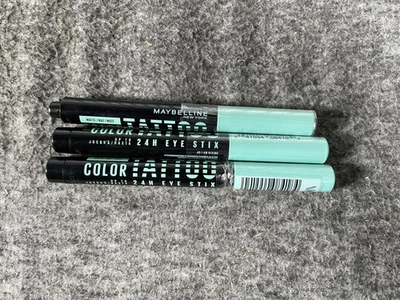 Sombra de ojos mate Maybelline Color Tattoo 24H Eye Stix lápiz verde menta lote de 3 Foto 1 de 3