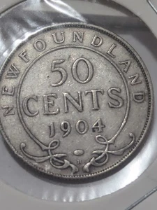 Newfoundland 1904-H 50 Cents Silver Coin - Very Fine ++ Y5454 - Picture 1 of 2
