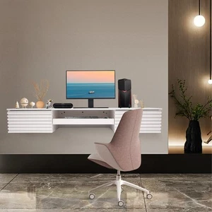 Wall Mounted Desk With Pull Out Drawer Computer Desk Space Saver Wall Organizer - Picture 1 of 14