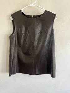 Jones New York Women's Brown Sleeveless Leather Tank Top Blouse Shirt Sz 10 - Picture 1 of 4