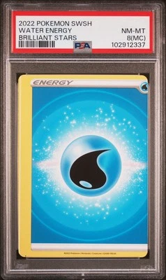 Water Energy Brilliant Stars Miscut Error Misprint  PSA 8 RARE Pokemon card 💎  - Image 1 of 2