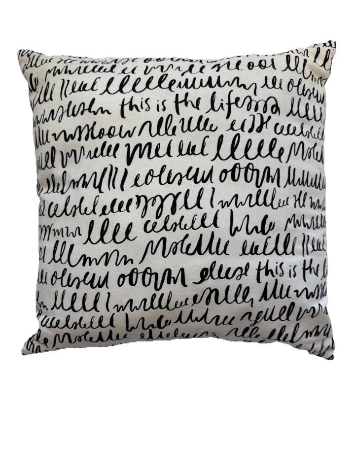 KATE SPADE “This Is The Life” Words Square Decorative Toss Pillow White Black - Image 1 of 4