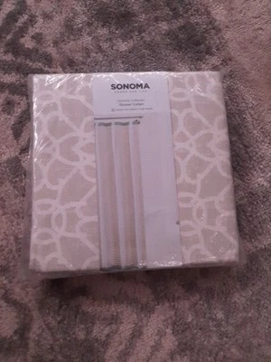 "Cortina de ducha de tela geo gema beige topo SONOMA Goods 72 x 72"" - Nueva" Foto 1 de 3