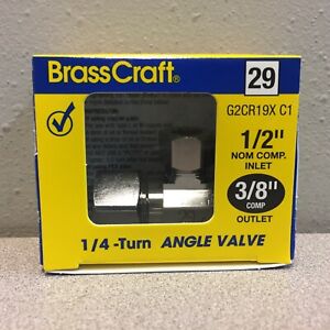 Brasscraft G2CR 1/2 in. Compression x 3/8 in. Compression Brass Angle Stop Valve