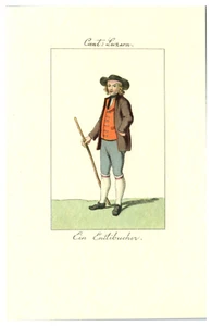 Costume tradizionale Entlebucher regione Svizzera retro diviso UNP cartolina artistica - Foto 1 di 2