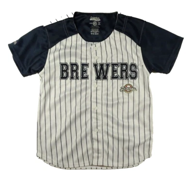 Milwaukee Brewers MLB Stitches Girl's Button-Up Jersey - Image 1 of 4