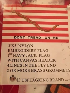 1er Navy Jack Dont Tread On Me bandera de nailon 3x5 bordada - Imagen 1 de 1