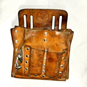 Klein Tools Leather 5165 10 Pocket Electrician’s Tool Belt Pouch Bag - Clean - Picture 1 of 8