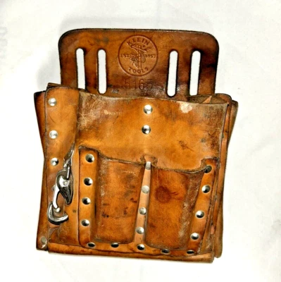 Klein Tools Leather 5165 10 Pocket Electrician’s Tool Belt Pouch Bag - Clean - Image 1 of 4