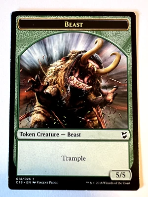 MTG Magic The Gathering Commander 2018 Token Creature  Beast Mask - Image 1 of 2