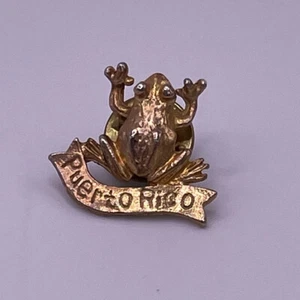 Puerto Rico Frog Gold-Tone Tourist Souvenir Travel Hat Tie Lapel Pin Pinback - Picture 1 of 3