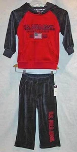 U.S.POLO ASSN BOY'S 2 PIECE ATHLETIC JOGGING SUIT RED / NAVY SIZE 4 NEW WITH TAG - Picture 1 of 1
