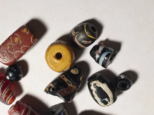 Ancient Glass Beads Old Roman Gabri Dzi Rare Latticino - Picture 1 of 6