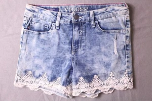 Vigoss The Chelsea Jean Shorts Girls Size 14 Low Rise Lace Hem Denim Stone Wash - Picture 1 of 10