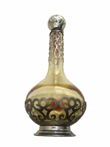 Vintage Sterling Silver Overlay Art Deco Perfume Bottle - Picture 1 of 5