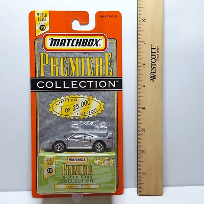 Vintage Matchbox Premiere Collection SILVER FERRARI F40 w/ Rubber Wheels & Box - Image 1 of 4