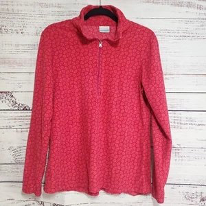 Columbia Womens Size L Magenta Pink Geometric 1/4 Zip Fleece A23 - Picture 1 of 8