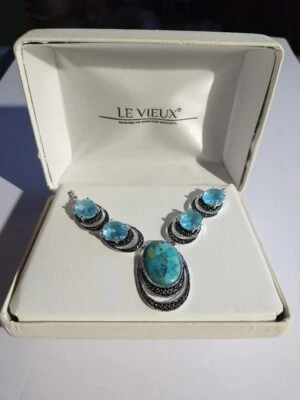 Colar La Vieuz turquesa e topázio azul com marcasita Swarovski - Imagem 1 de 4