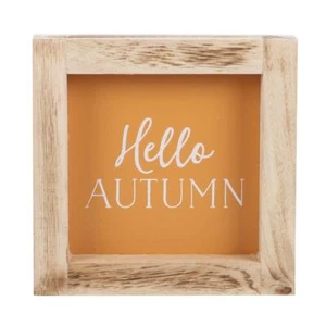 Hello Autumn Orange Wooden Frame Sign Rustic Home Decor Gift - Picture 1 of 3