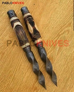 11" maßgeschneiderte handgefertigte Damaststahl Jagd Kris Dolch Messer 2 Paar Dolche - Bild 1 von 4