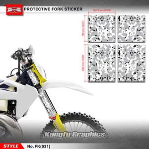 MX Front Fork Guard Sticker Vinyl Graphics for Beta BMW Sherco Bike Camouflage - Picture 1 of 7