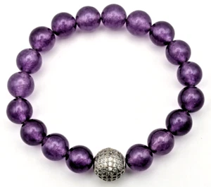 AMETHYST CRYSTAL GEMSTONE BEAD CHARM PEACE SPIRITUAL HEALING WOMEN'S JEWELRY - Picture 1 of 2