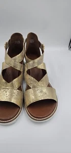 Sandalia Diba True Qu Aint Talla 12 Cuero Dorado con Tirantes Hebilla Nueva en Caja - Imagen 1 de 3