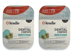 Kradle Dog Dental Soft Treats Teeth & Gums Health Chicken Flavor 75 Count X2 LOT - Picture 1 of 10
