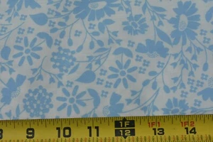 By 1/2 Yd, Blue Floral on White Quilt Cotton, Moda, Corey Yoder, Coriander, V378 - Picture 1 of 9