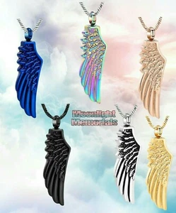 New Angel Feather Cremation Urn Keepsake Ashes Memorial Necklace - Picture 1 of 17