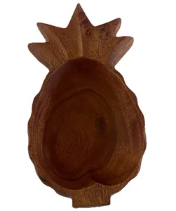 Ciotola vintage in legno intagliato forma ananas tropicale circa 9" x 4 1/2" - Foto 1 di 13