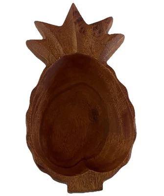 Vintage Wooden Bowl Carved Pineapple Shape Tropical Approximately 9" x 4 1/2" - Image 1 of 4