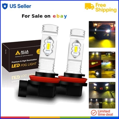 LED Fog Light Bulbs 3800lm 3000K Gold Yellow High Brightness Vehicle Upgrade - Image 1 of 4