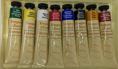 Juego de 8 pinturas Rowney Artists Egg Tempera de colección sin usar Foto 1 de 4