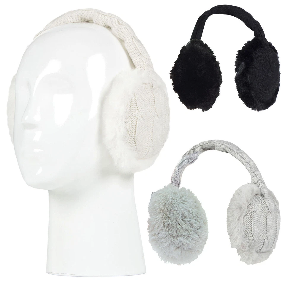 Heat Holders - Ladies Winter Warm Knitted Ear Muffs | Faux Fur | Cold Weather - Image 1 of 1