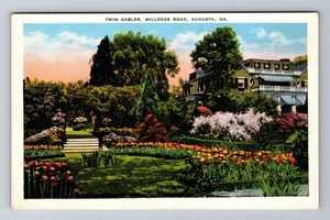 Augusta GA-Georgia, Twin Gables, Milledge Road, Antik, Vintage Postkarte - Bild 1 von 2