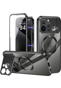 Funda para iPhone 15 Pro Max con Cámara Soporte Invisible Negra Transparente Jon Welsy - Imagen 1 de 6