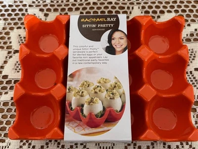 Rachael Ray Sittin Pretty Bright Orange Egg Deviled Eggs Holder Crate  New - Image 1 of 2
