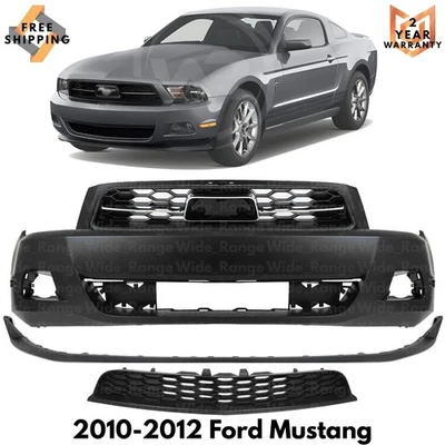 Front Bumper Cover Fascia Paintable & Grille Kit For 2010-2012 Ford Mustang Base Foto 1 de 4