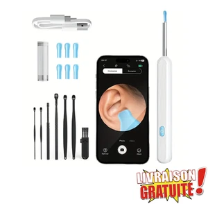 Caméra Oreille blanc WiFi HD Nettoyeur Auriculaire LED Rechargeable Smartphone - Imagen 1 de 7