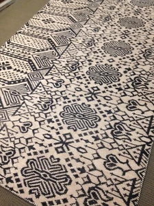 6' X 9' Moroccan Style Area Rug Hand Knotted soumak beige charcoal flat Woven . - Picture 1 of 6